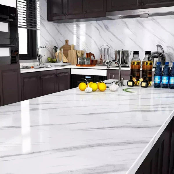 Self Adhesive Black & White Marble Sheet for Kitchen | Anti Oil & Heat Resistant