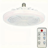 Ceiling Fan With Light, 3 Speed LED Dimming 3 Colors 8 Invisible Bladeless Flush Mount Fan Light