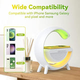 2023 New Wireless Charger Atmosphere Night Light Multi Function Bluetooth Table Lamp Speaker Alarm Clock App Control RGB Desk